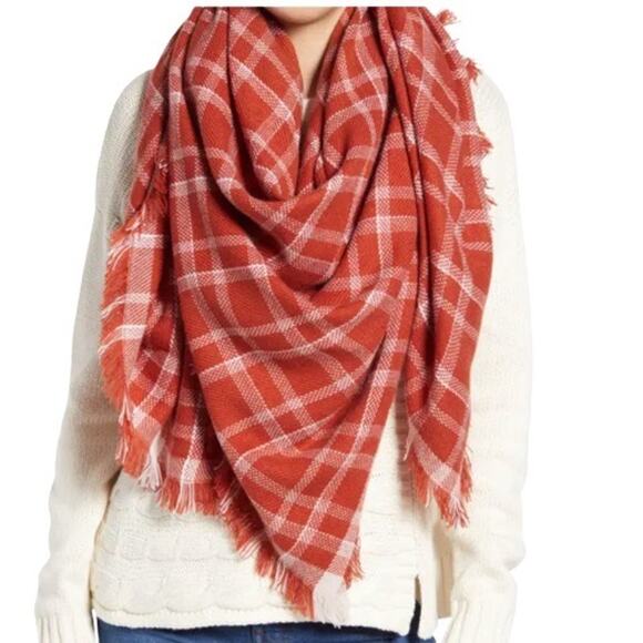 Madewell Blanket Scarf Plaid Rust NWOT - Picture 1 of 6